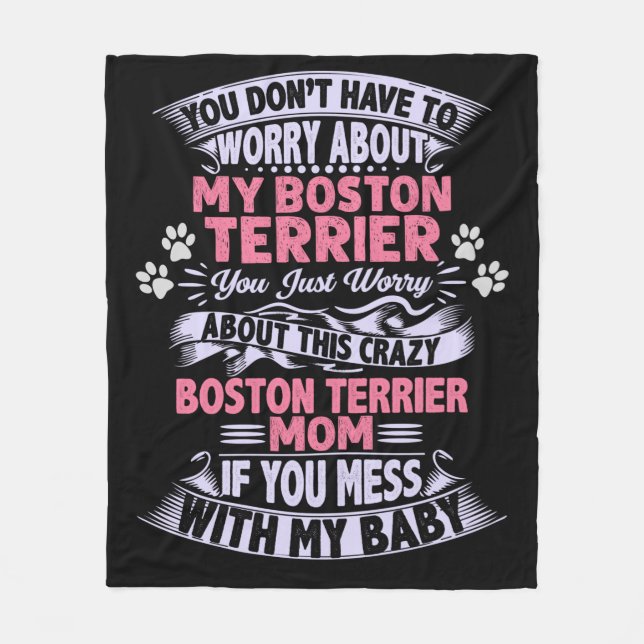 Polaire Une couverture en toison "Boston Terrier". (Devant)