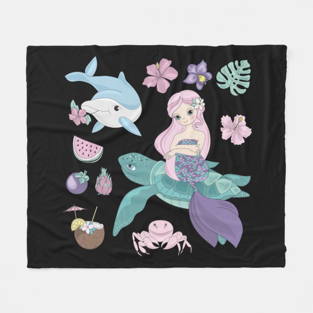 Polaire Une couverture "Sous la mer" pour les filles. (Devant (Horizontal))