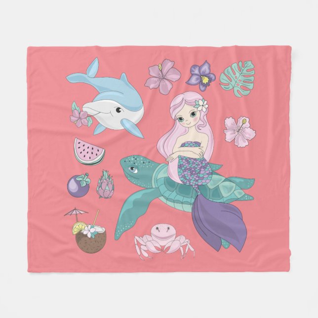 Polaire Une couverture "Sous la mer" pour les filles. (Devant (Horizontal))