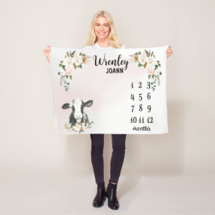 Polaire Vache florale personnalisée Couverture mensuelle d