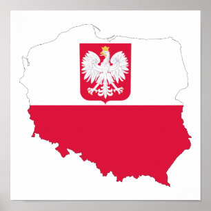 Poland Emblem Map Poster