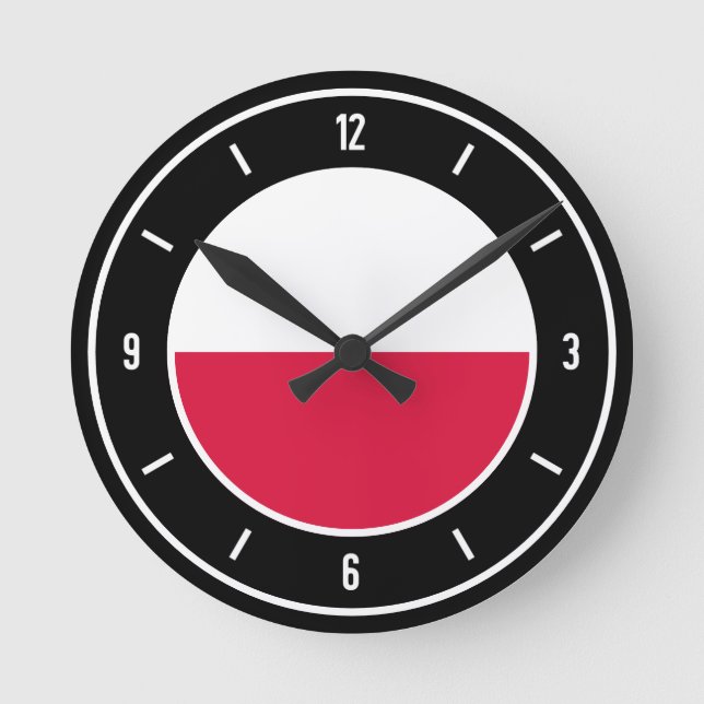 Poland Flag Elegant Runde Wanduhr (Vorderseite)