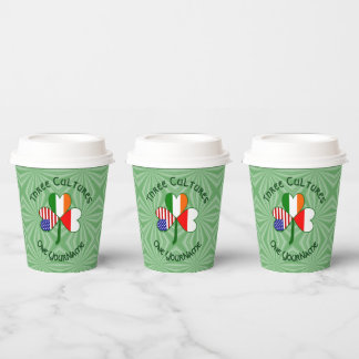 Poland Ireland USA Shamrock Flag Personalized Text Pappbecher