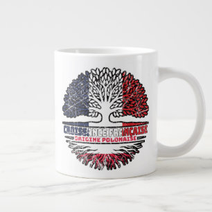Poland Polish French France Tree Roots Flag Jumbo-Tasse