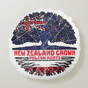 Poland Polish New Zealander Rundes Kissen