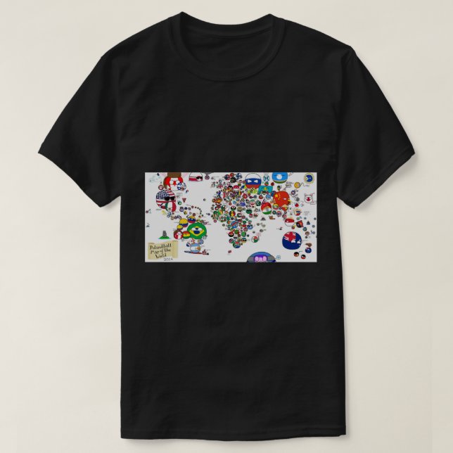 Polandball Countryball Weltkarte T-Shirt (Design vorne)