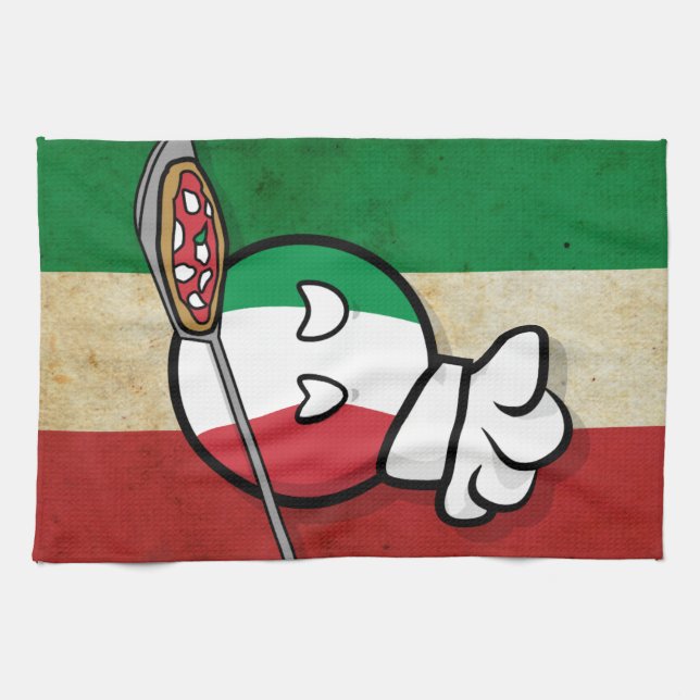Polandball - Italyball, die Pizza machen Geschirrtuch (Horizontal)