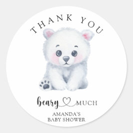 Polar baby bear - vielen Dank beary Runder Aufkleber