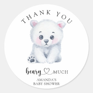 Polar baby bear - vielen Dank beary Runder Aufkleber