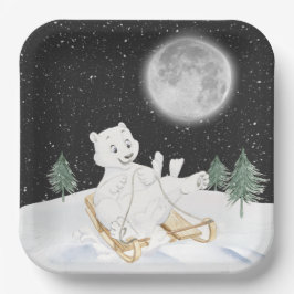 Polar-Bär auf Schlitten Pappteller