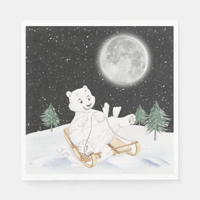 Polar-Bär auf Schlitten Serviette (Vorderseite)