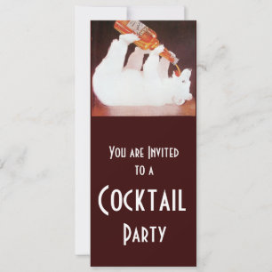 POLAR-BÄR-COCKTAILPARTY ,weiß braun rot Einladung