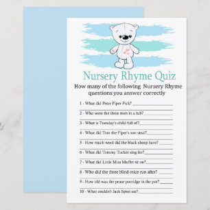 Polar Bär Kinderzimmer Rhyme Quiz Babydusche