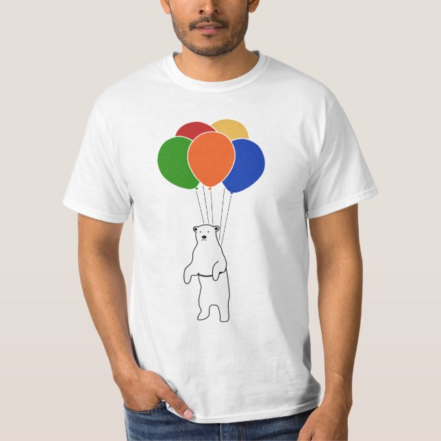 Polar-Bär mit Birthday Balloons fliegen T-Shirt (Vorderseite)