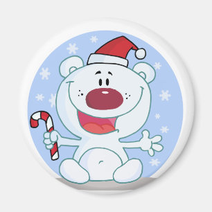 Polar Bär mit Candy Cane Weihnachten Magnet