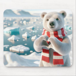 Polar Bär mit Paws als Herz Mousepad