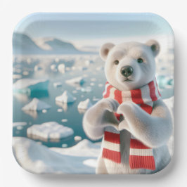 Polar Bär mit Paws als Herz Pappteller