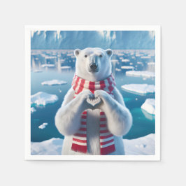 Polar Bär mit Paws als Herz Serviette