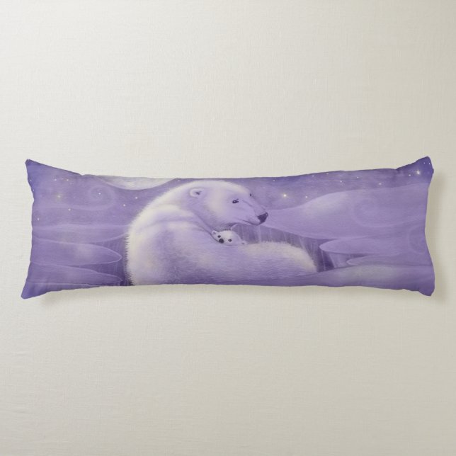Polar Bär und Cub Fantasy Wildlife Art Seitenschläferkissen (Vorderseite)