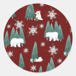 Polar-Bär-Weihnachts-Aufkleber Runder Aufkleber
