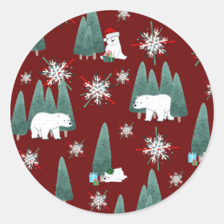 Polar-Bär-Weihnachts-Aufkleber Runder Aufkleber