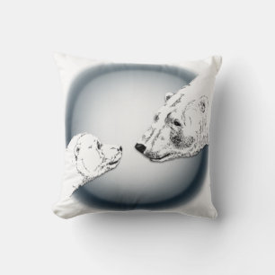 Polar Bären Art Kissen Mutter w. Baby Bears Kissen