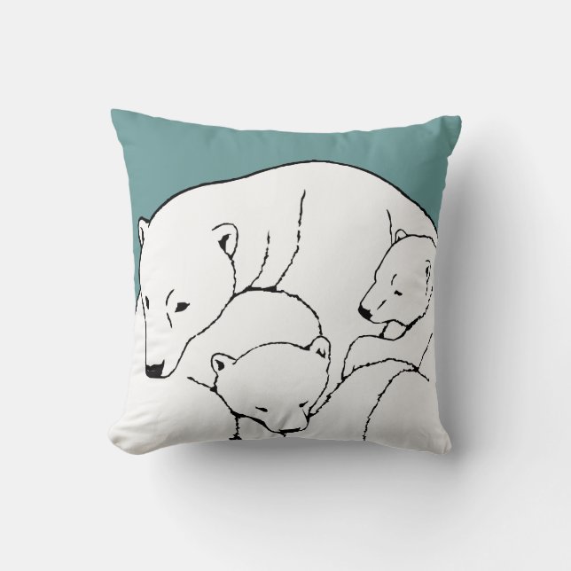 Polar Bären Art Kissen Mutter w. Baby Bears Kissen (Vorderseite)