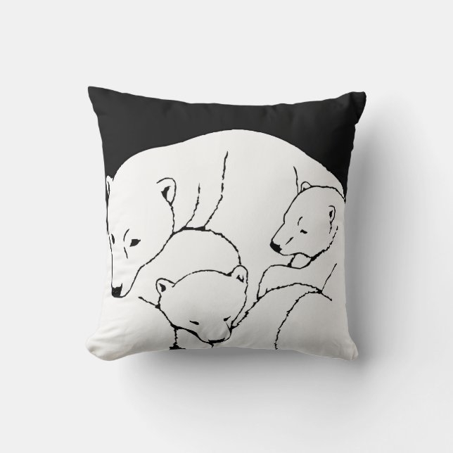 Polar Bären Art Kissen Mutter w. Baby Bears Kissen (Vorderseite)
