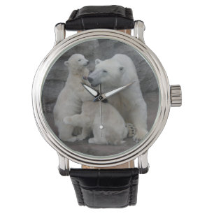 Polar Bären Cubs und Mutter Armbanduhr