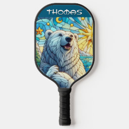 Polar Bären Imitate aus festgehaltenem Glas Person Pickleball Schläger