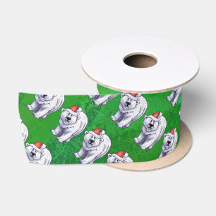 Polar Bären Weihnachten auf Grün Satinband