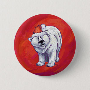Polar Bären Weihnachten auf Rot Button