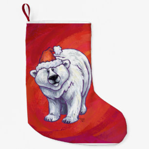 Polar Bären Weihnachten auf Rot Kleiner Weihnachtsstrumpf