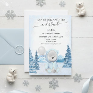 Polar Bären Weihnachten Ein erster Geburtstag Wint Einladung