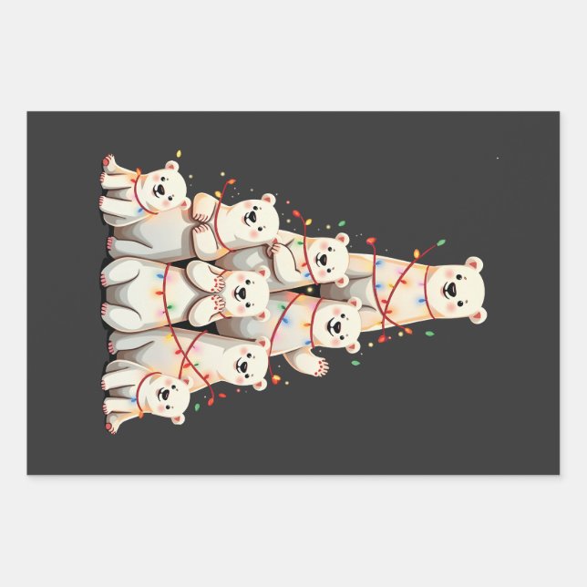 Polar Bären Weihnachtsbaum Frohe WeihnachtsWeihnac Geschenkpapier Set (Vorderseite)