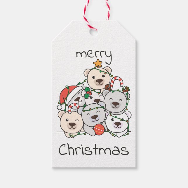 Polar Bären Weihnachtsbaum Funny Animal Xmas Geschenkanhänger (Vorderseite)