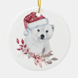 Polar Bären Weihnachtsmannmütze Frohe Weihnachten Keramik Ornament