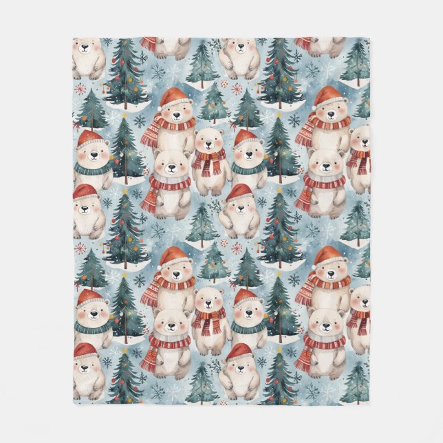 Polar Bären Winter Fleece Decke | Hüte & Schals (Vorderseite)