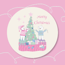 Polar Bärenjungen dekorieren Weihnachtsbaumsticker Runder Aufkleber
