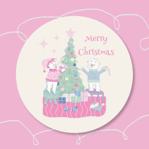 Polar Bärenjungen dekorieren Weihnachtsbaumsticker Runder Aufkleber