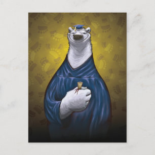 Polar Bear Abschluss Post Card Blue Ankündigungspostkarte