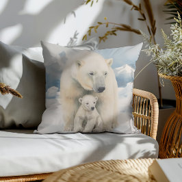 Polar Bear and Cub Arctic Elegante Kissen