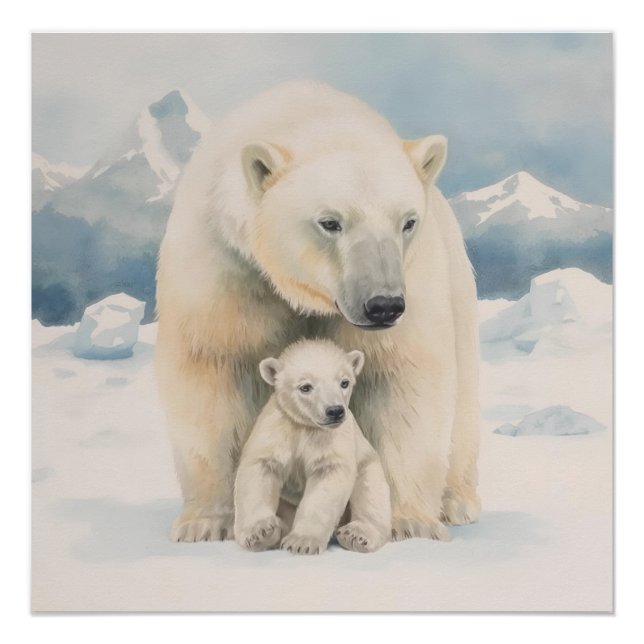 Polar Bear and Cub Arctic Elegante Poster (Vorderseite)