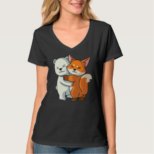 Polar Bear and Fox Süße Tier, das Frauen Mädchen u T-Shirt