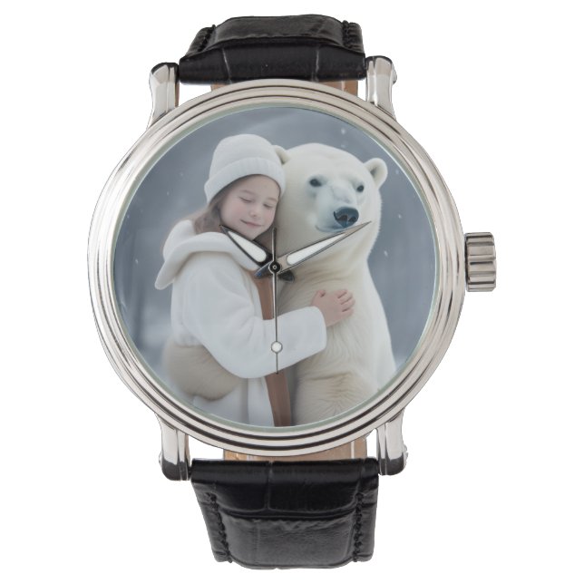 Polar Bear and Girl Armbanduhr (Vorderseite)