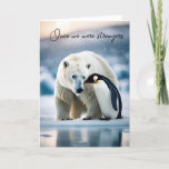 Polar Bear and Pinguin Friends Birthday Karte<br><div class="desc">Eisbär und Pinguin auf arktischem Eis zum Geburtstag eines Freundes.</div>