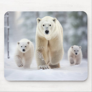 Polar Bear Animal Family Wandering Mousepad