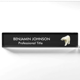 Polar Bear Animal in Black Namensplakette