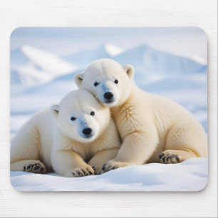 Polar Bear Animal Nature Wildlife Zuneigung Gekümm Mousepad