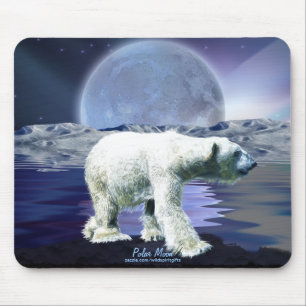 Polar Bear & Arctic Moon Wildlife Art Mousepad